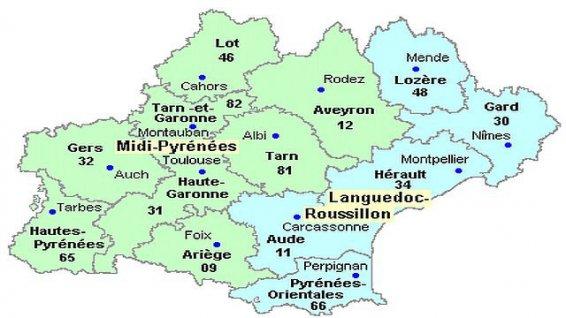 Region midi pyrenees languedoc roussillon